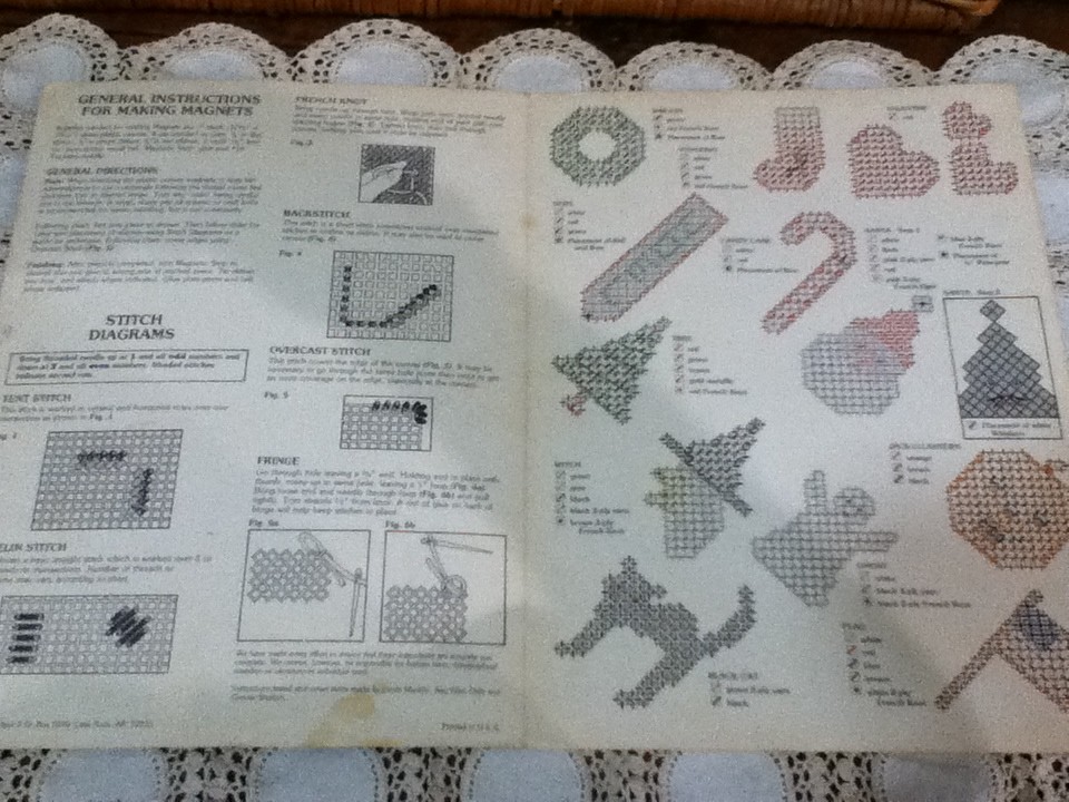 HOLIDAY MAGNETS Vintage Plastic Canvas Pattern Book Santa Christmas Nancy Dorman