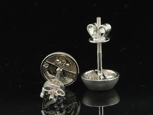 Pre-owned Jfl Diamonds & Timepieces Diamond Domed Brushed Finish Earrings 10k White Gold Round Pave Studs 1/4 Tcw.