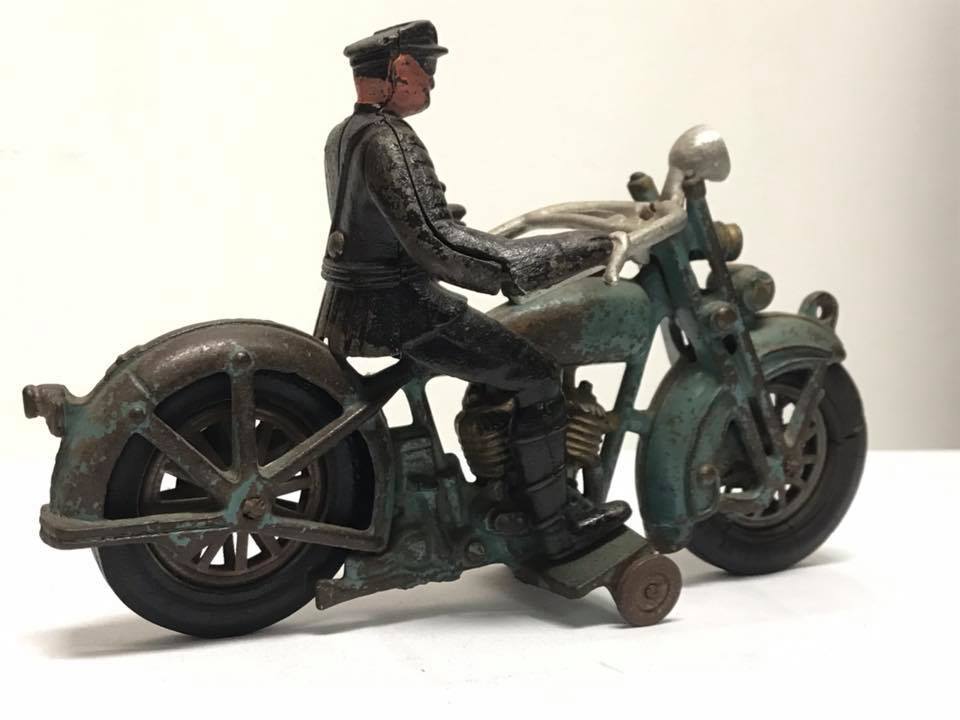 Antique Cast Iron Hubley Blue Motorcycle