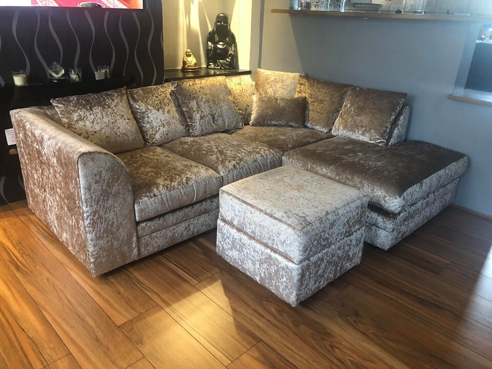 NEW CRUSH VELVET CORNER/3+2 SOFA AVAILABLE IN DIFFERENT COLORS | in