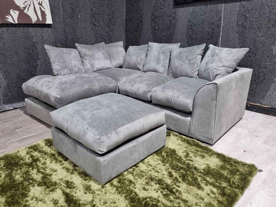 foam seated brand new Dylan plush corner sofa in different colours in