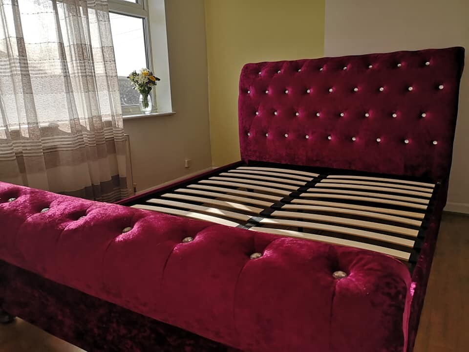 12 Months Old Crushed Velvet Super King Size Bed In Liverpool