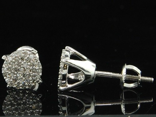 Pre-owned Jfl Diamonds & Timepieces Diamond Studs Ladies 10k White Gold Round Cut Pave Designer Earrings 1/4 Tcw.
