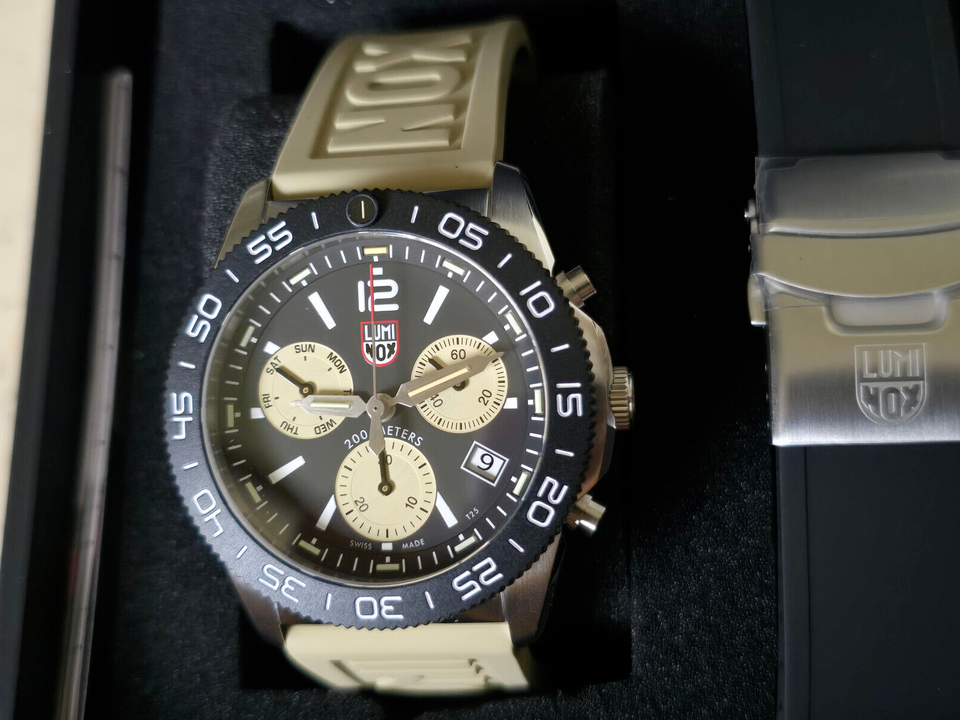 Pre-owned Luminox Xs.3150.set Pacific Diver Bonus Strap Black Sapphire Men's Watch