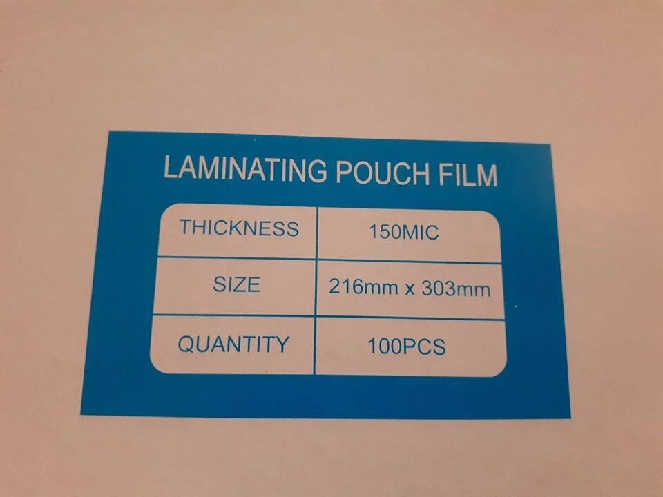 LAMINATING POUCH FILM PACK OF POUCHES 100 216X303MM 150 MIC in Stoke