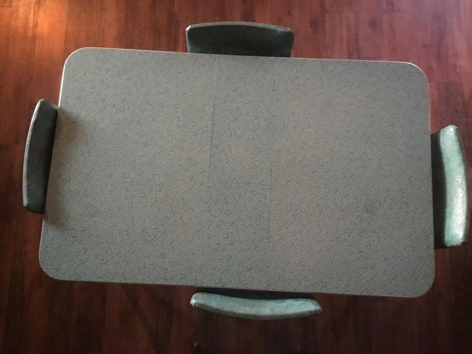 Original 1950's Light Blue Dining Table With 4 Chairs