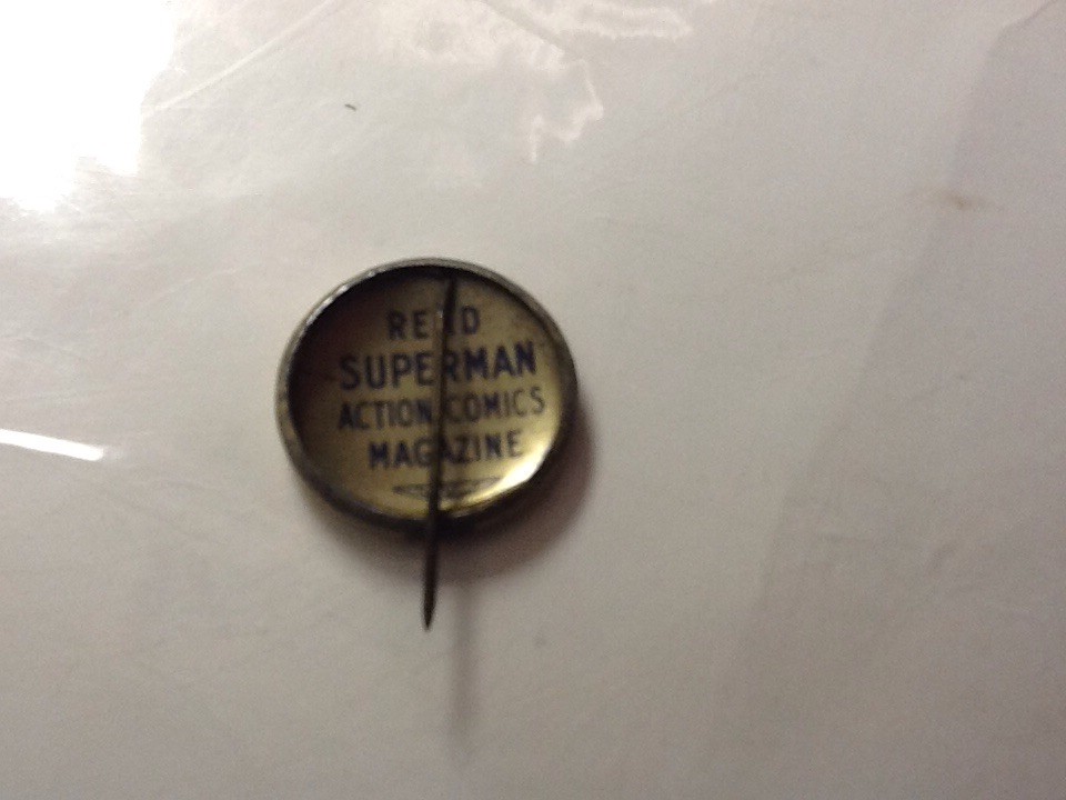 Antique 1938  Superman Action Comics Pin Back Membership Certificate, Code Book