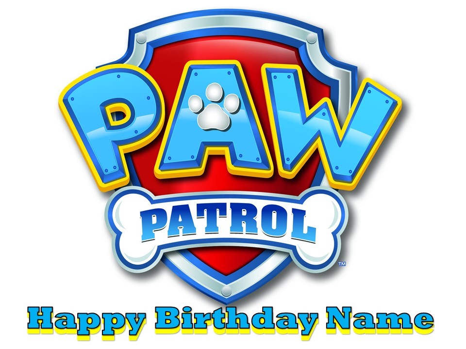 PAW PATROL LOGO EDIBLE CAKE TOPPER ICING SUGAR SHEET CUPCAKES PARTY DECORATIONS