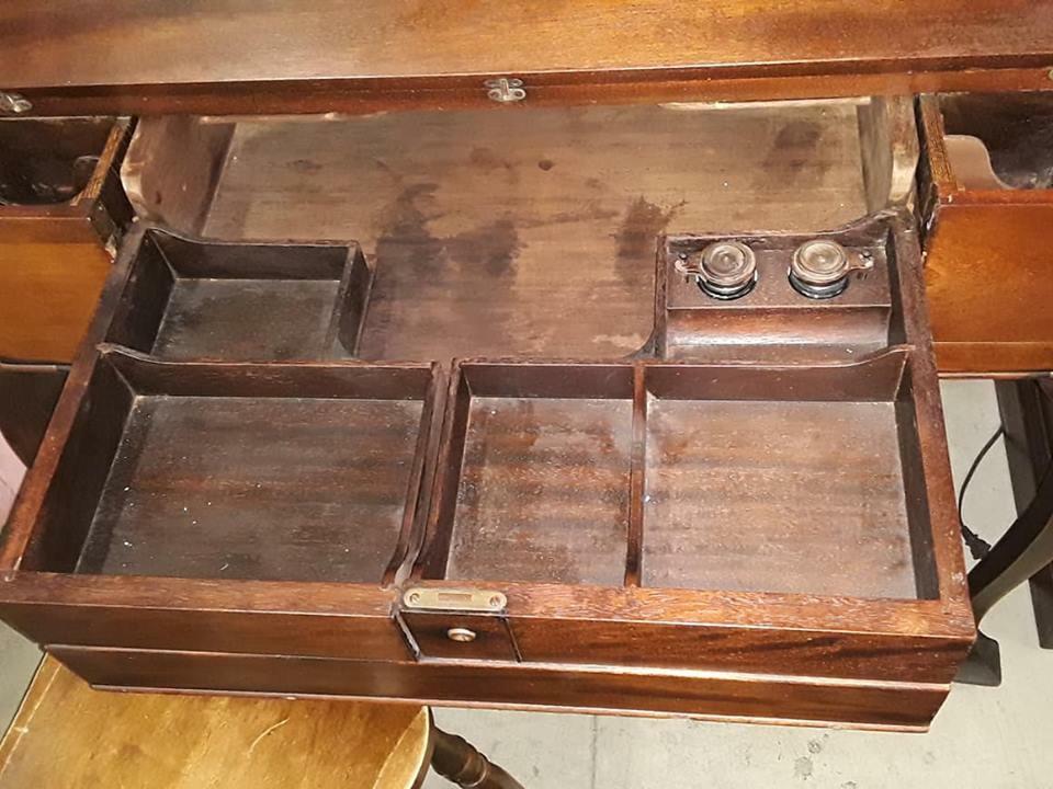 Early 1800s Writing Desk with Ink Wells