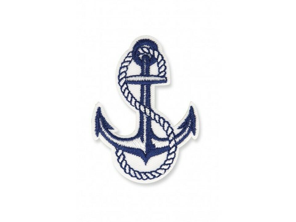 Bügelbild Applikation Aufnäher Patch Maritim Anker blau weiß 3,7 x 5 #SM-232