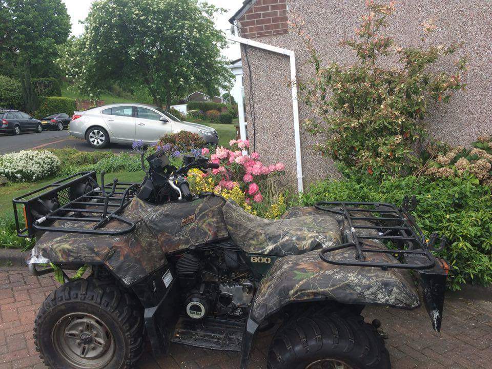 Yamaha grizzly 600cc quad cammo cover gun racks remote winch heated