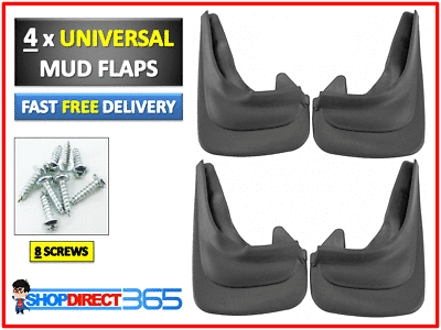 UNIVERSAL CAR RUBBER BLACK MUDFLAPS SET OF 4 FRONT REAR QUALITY MUD FLAPS #20-45