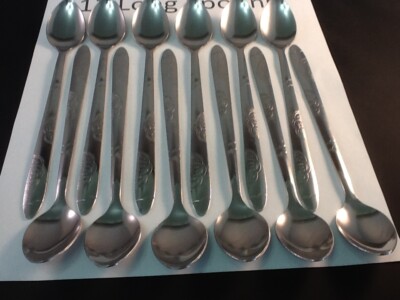 Twelve 12 Iced Tea Spoons Stainless Steel Long Handle Ice Tea Coffee 7.5"  