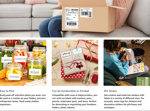 200 Premium 8.5x5.5 Half Sheet Shipping Blank Labels Self Adhesive 2 Per Sheet 