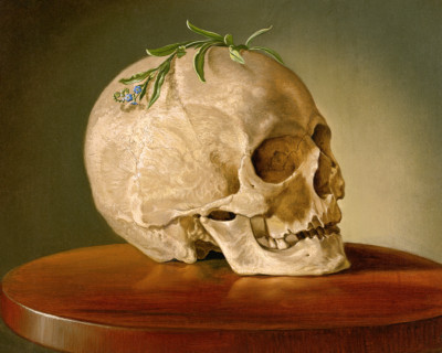 Still life with a skull and a forget-me-not (1860) oil painting Art Print 8''x10''