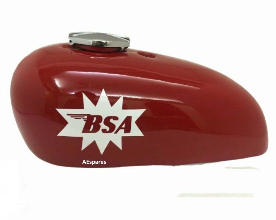 Fits BSA A65 Spitfire Hornet 2 Gallon Red Painted Steel Petrol Tank with Cap