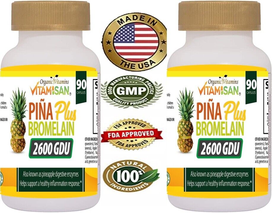2600 GDU Bromelain 180 Capsule 100mg from Pineapple Digestive Supplement Pill VB