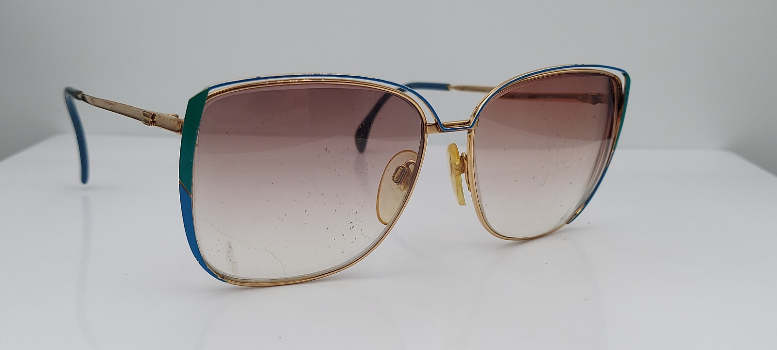 Vintage Silhouette M6045 Blue Gold Oval Metal Sunglasses Austria 