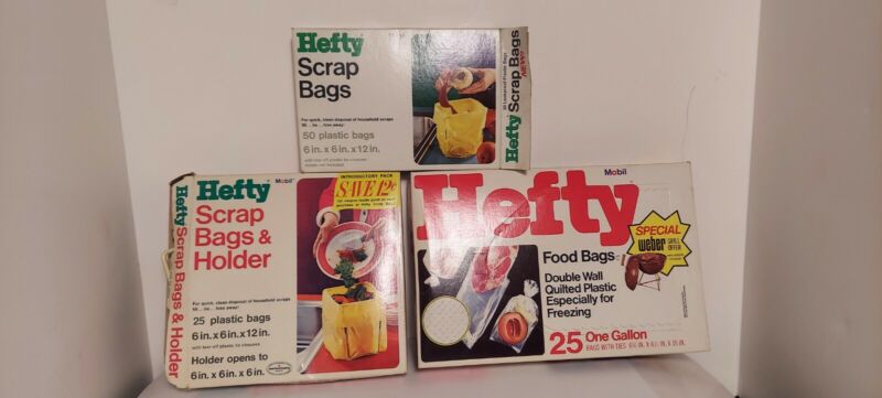 Hefty Scrap Bags Holder Vintage 1970’s Original Box Lot bundle Mobil