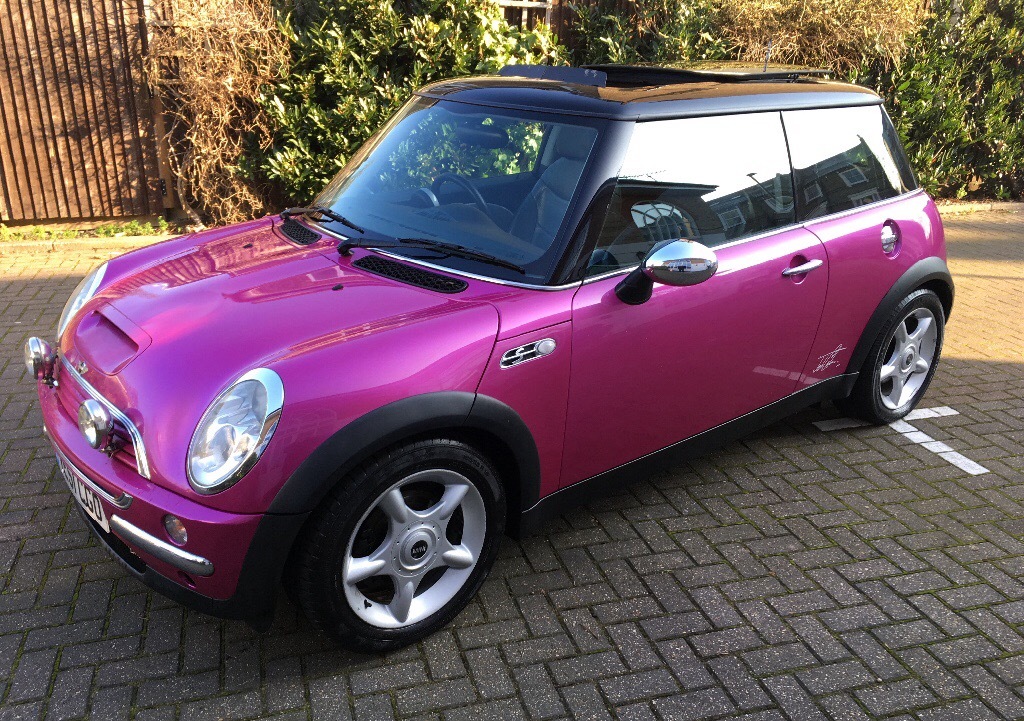 AUTOMATIC MINI COOOPER TOTALLY UNIQUE HOT PINK METALLIC LEATHER TRIM