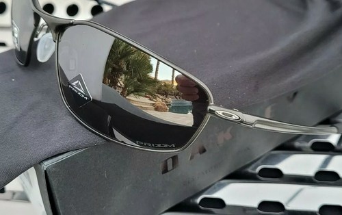Pre-owned Oakley Whisker 4141-0160 Sunglasses Satin Carbon W/ Prizm Black Iridium