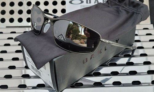 Pre-owned Oakley Whisker 4141-0160 Sunglasses Satin Carbon W/ Prizm Black Iridium