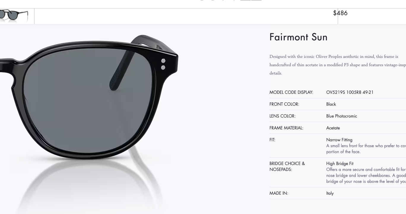 Pre-owned Oliver Peoples Fairmont 49mm Sun In Black Blue Photocromic Msrp$486