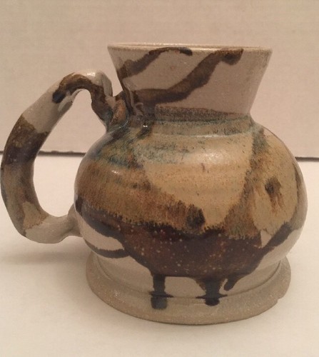 Hand Thrown Pottery Mug BrownsAnd Tan Drip South Western Cup