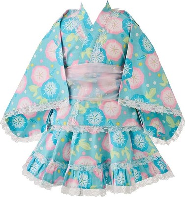 3-Piece Yukata Dress Set for kids Kawaii Kimono Morning Glory with tracking
