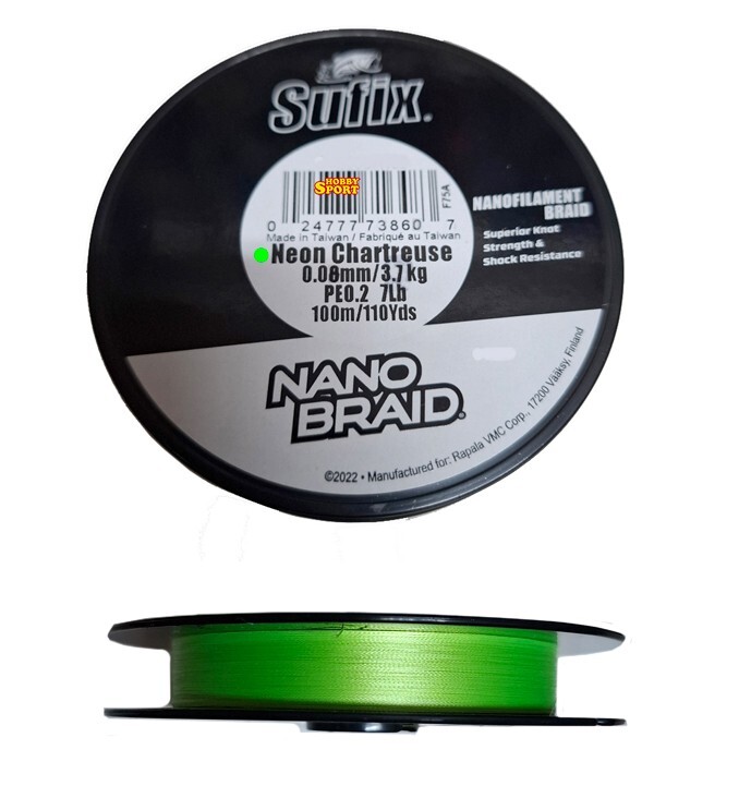 SUFIX NANO BRAID 100 MT 0,08mm PE 0.3 TRECCIATO NEON CHART.ULTRA LIGHT GAME 8 LB