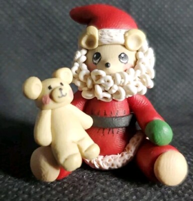 VTG Mini Polymer Clay Mouse Highly Detailed Santa Christmas Animal Gift Bear