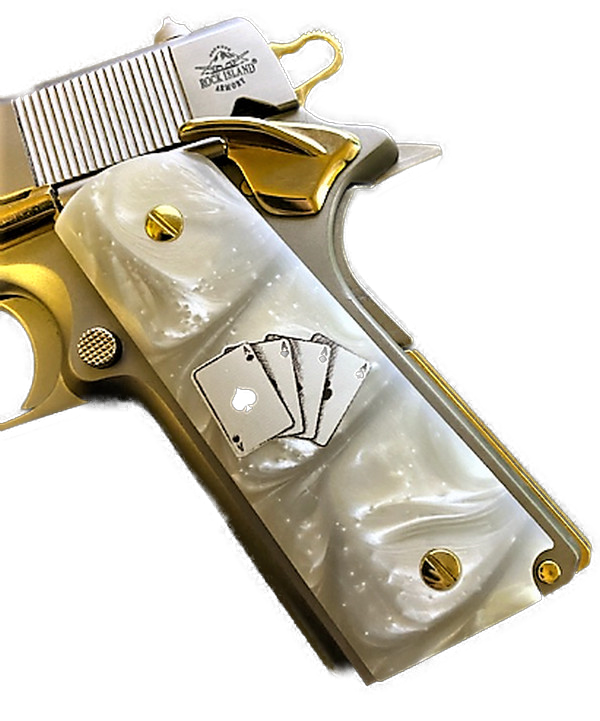 1911 fits Colt & Clones GRIPS ACES  ALL IN White Mother of Pearl IMOP #1