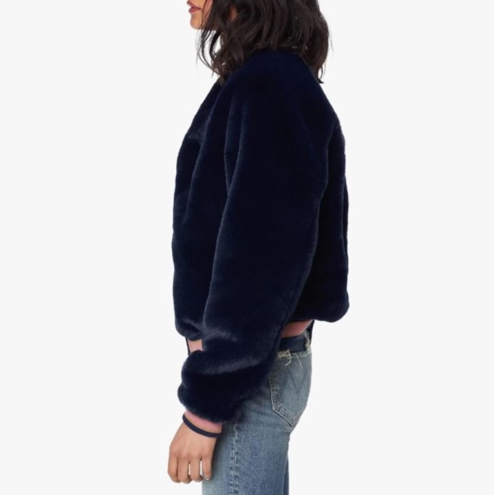 Pre-owned Mother Letterman Fur Jacket / A Girl Named Blue