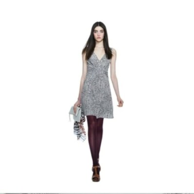 Banana Republic Issa London 4 S brown ivory animal print slinky dress