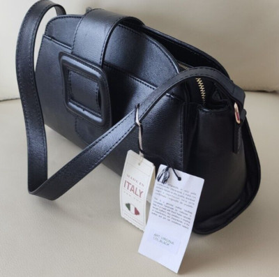 Divina Firenze Art Virginia Shoulder bag Black Genuine Leather Italy Hand Made