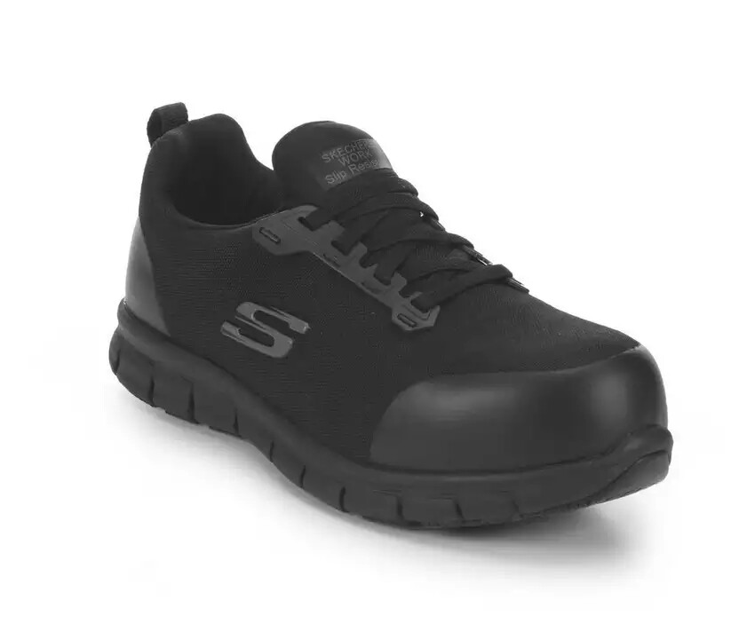 

Женские рабочие широкие туфли Skechers, черные, нескользящие, защищающие от поражения электрическим током 108003, Черный, 108003 W BLK