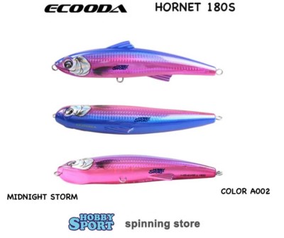 STICK BAIT 82 GR ECOODA HORNET 180 S COL. A002 MIDNIGHT   FLOATING  PER TONNO