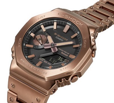 Pre-owned Casio G-shock Gmb2100gd-5a Bluetooth Solar Powered Full Metal Rose Gold Watch
