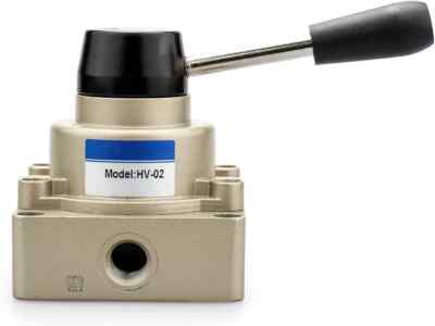 Rotary Lever Hand Valve HV-02 PT1/4 Air Flow Control 3 Position 4 Way