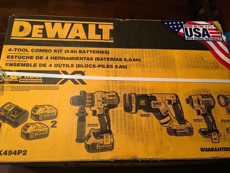 Brand New Dewalt DCK494P2 20V Max XR Brushless 4-Tool Combo Kit