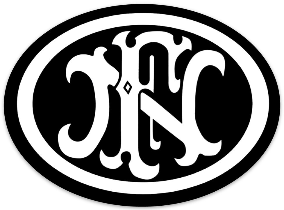 FN HERSTAL Black and White Die-cut Oval STICKER