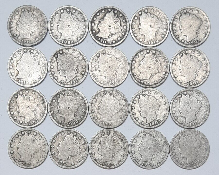 Half roll of 20 Liberty V Nickels--NICE Variety of Dates!