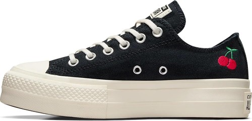 Pre-owned Converse Women's Chuck Taylor All Star Lift Sneakers In Black/egret/red