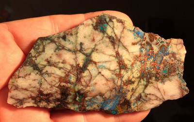 OCL - GORGEOUS ARIZONA AZURITE & CUPRITE SLAB - MIRROR POLISHED - .14 LBS.