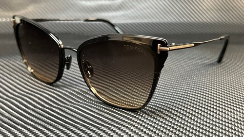 Pre-owned Tom Ford Faryn Ft0843 01b Black Smoke Grad Titanium Women's 56 Mm Sunglasses In Gray