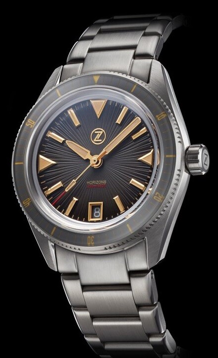 Pre-owned Zelos Horizons 200m Diver Steel Vintage Grey 39mm Watch - Dealer & Warranty