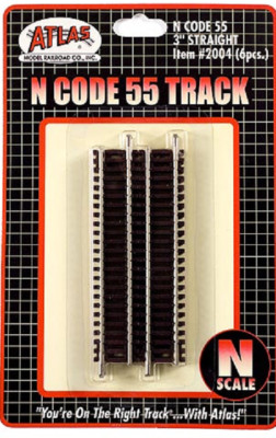 N Scale Atlas 2004 Code 55 3'' Straight Track (6) pcs