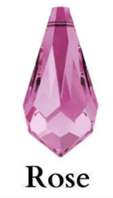 Swarovski 6000 Teardrop Crystal Beads Top Drilled Rose 11mm Pink
