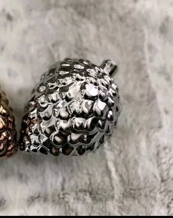 Silver Glass Pine Cone Winter Decoration Real Life Size Winter