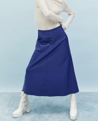 NWT, ZARA Faux Leather High Waist MIDI Skirt, A-Silhouette